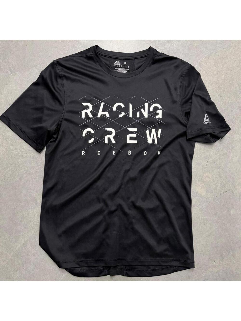 Reebok Men's Racing Crew Workout Dri Fit Black Tee Sized Small